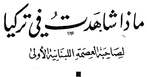 ماذا شاهدت في تركيا — لصاحبة العصمة اللبنانية الأولى