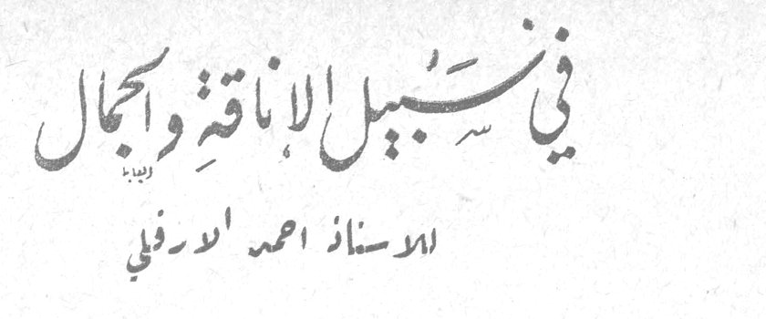 في سبيل الاناقة والجمال — الاستاذ احمد الاورفلي