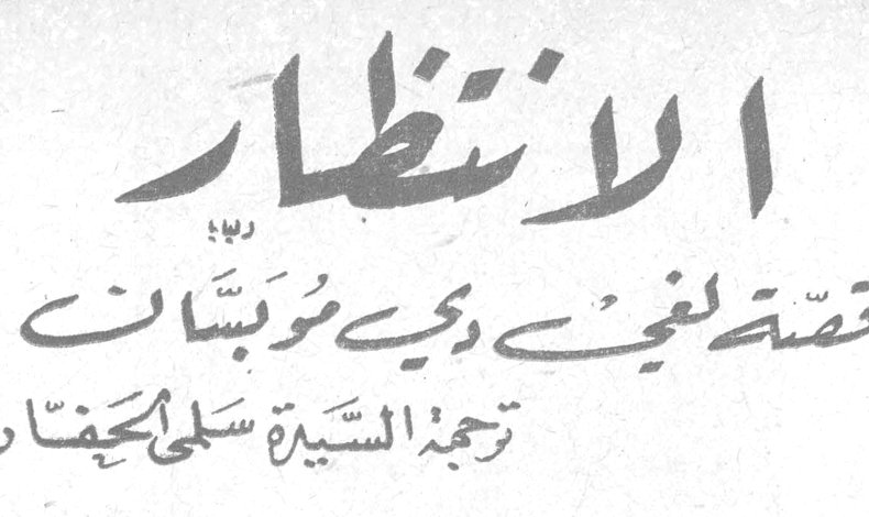 الانتظار — قصة لغي دي موباسان - ترجمة السيدة سلمى الحفار