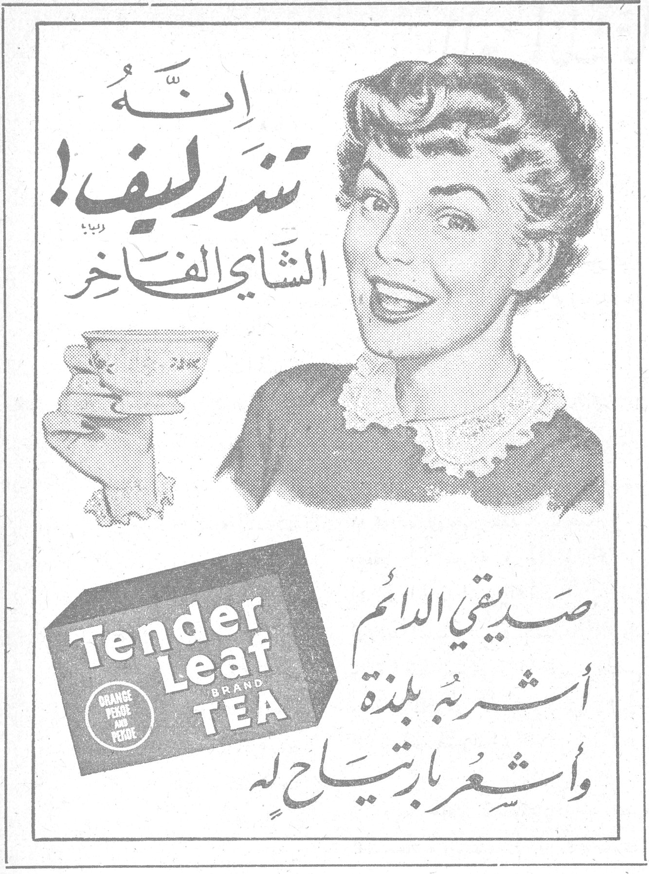 تندرليف - الشاي الفاخر إنّهُ تندرليف! الشاي الفاخر صديقي الدائم أشربه بلذة وأشعر بارتياح له Tender Leaf Brand TEA ORANGE PEKOE AND PEKOE