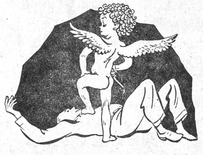رسم توضيحي لملاك الحب فوق رجل