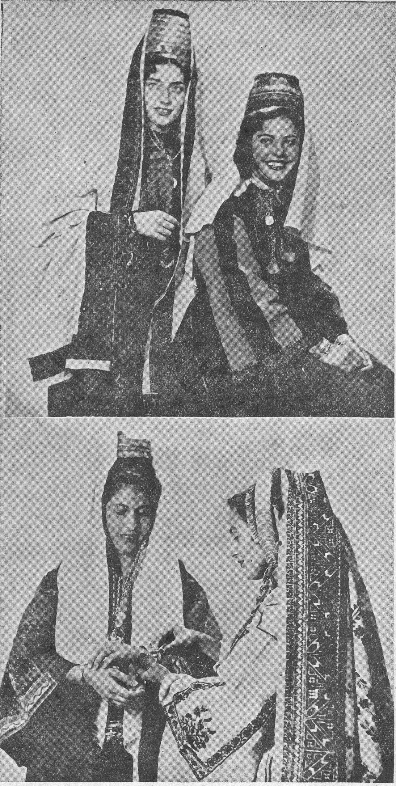 صورتان لنساء يرتدين الأزياء الشعبية الفلسطينية
