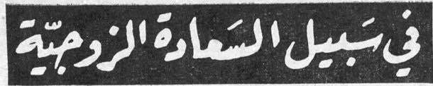 في سبيل السعادة الزوجية