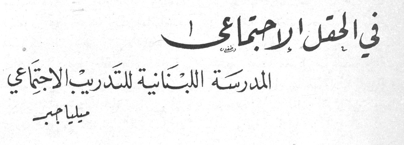 في الحقل الاجتماعي - المدرسة اللبنانية للتدريب الاجتماعي ميليا جبر