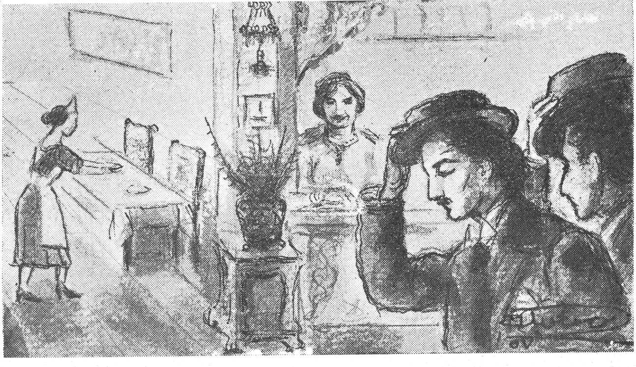 رسم توضيحي لمشهد داخلي في باريس